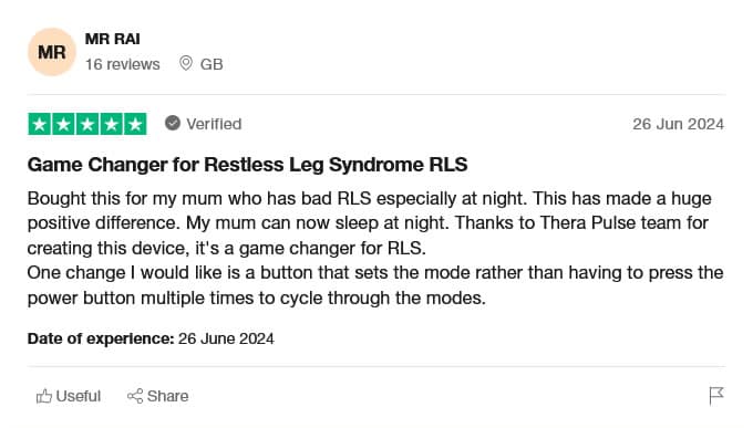 Testimonial on managing Restless Legs Syndrome with therapy